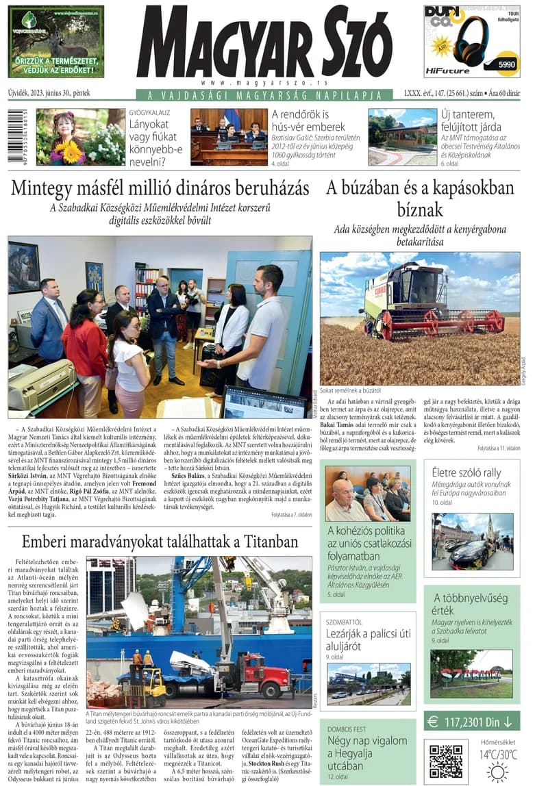 Magyar Szó, 80. évf. 2023. június 30. 147. sz. 1–16. oldal