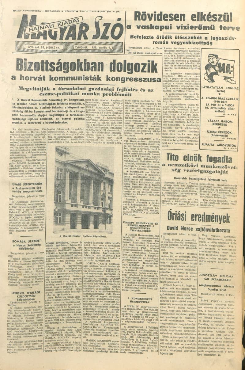 Magyar Szó, 16. évf. 1959. április 9. 83. sz. 1–20. oldal