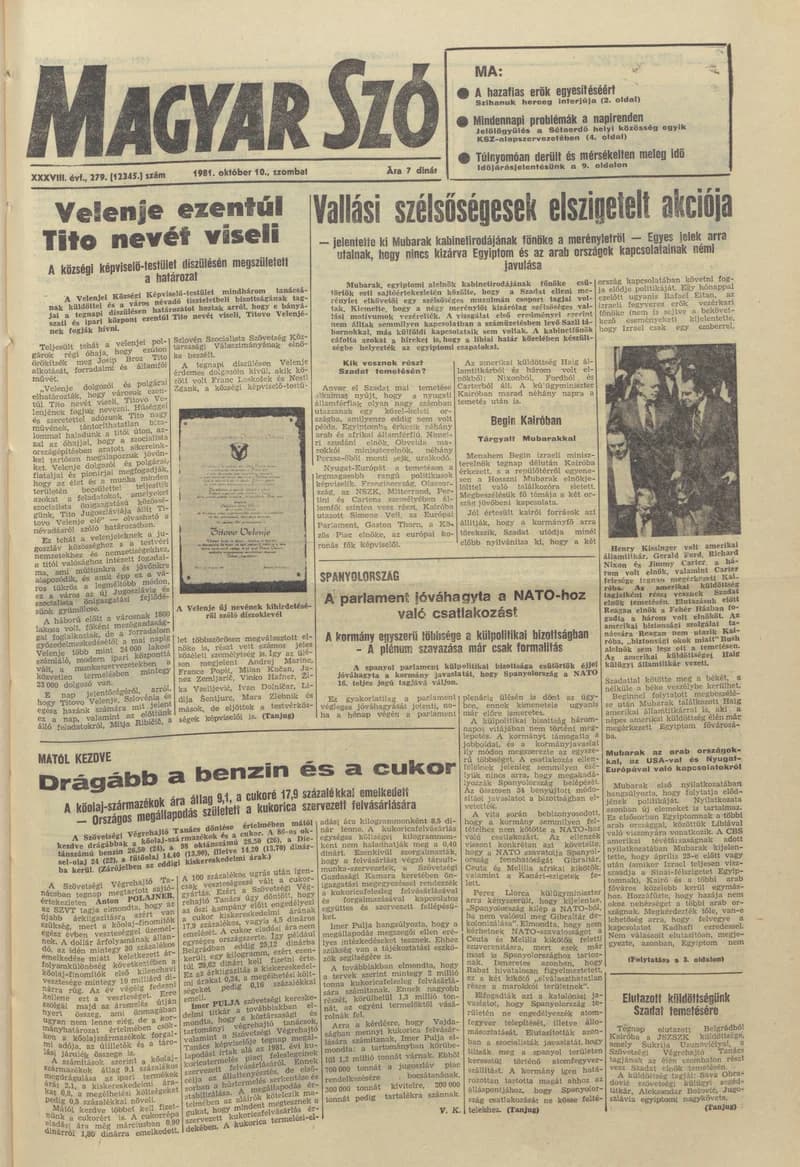 Magyar Szó, 38. évf. 1981. október 10. 279. sz.