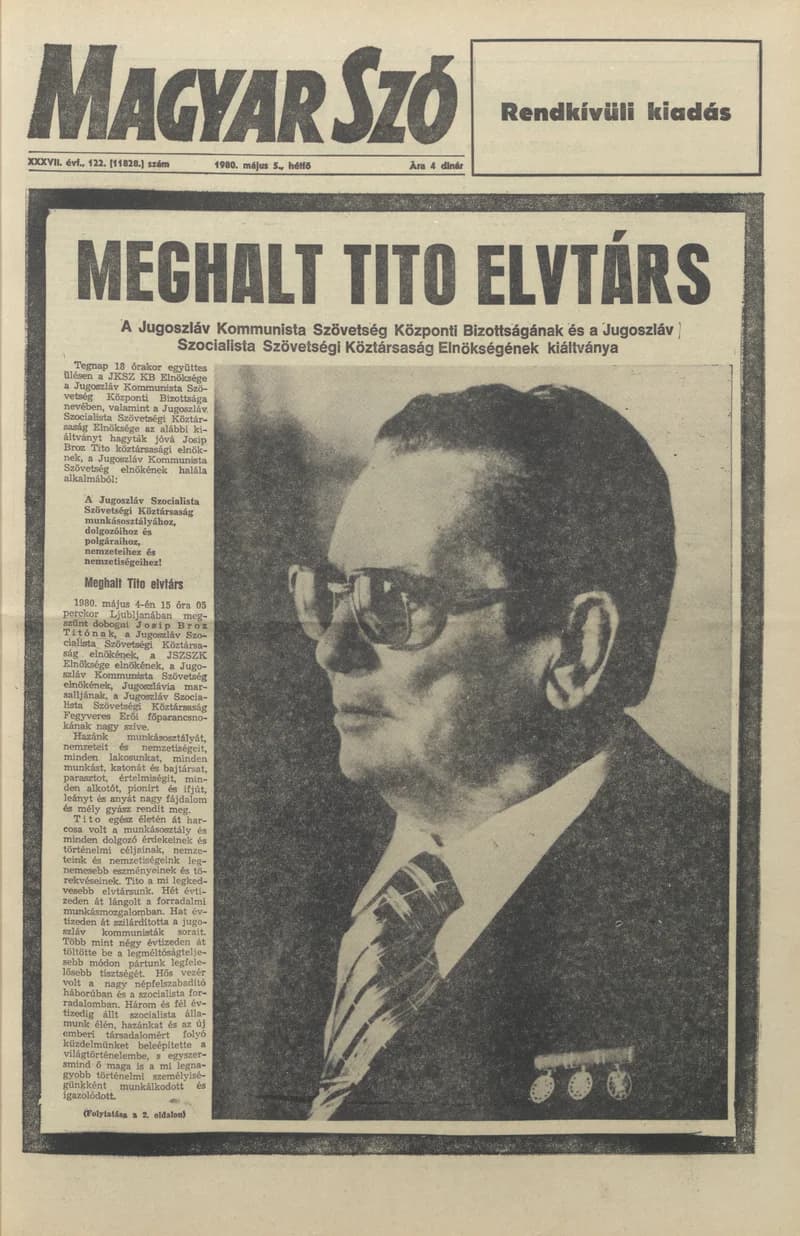 Magyar Szó, 37. évf. 1980. május 5. 122. sz. 1–12. oldal