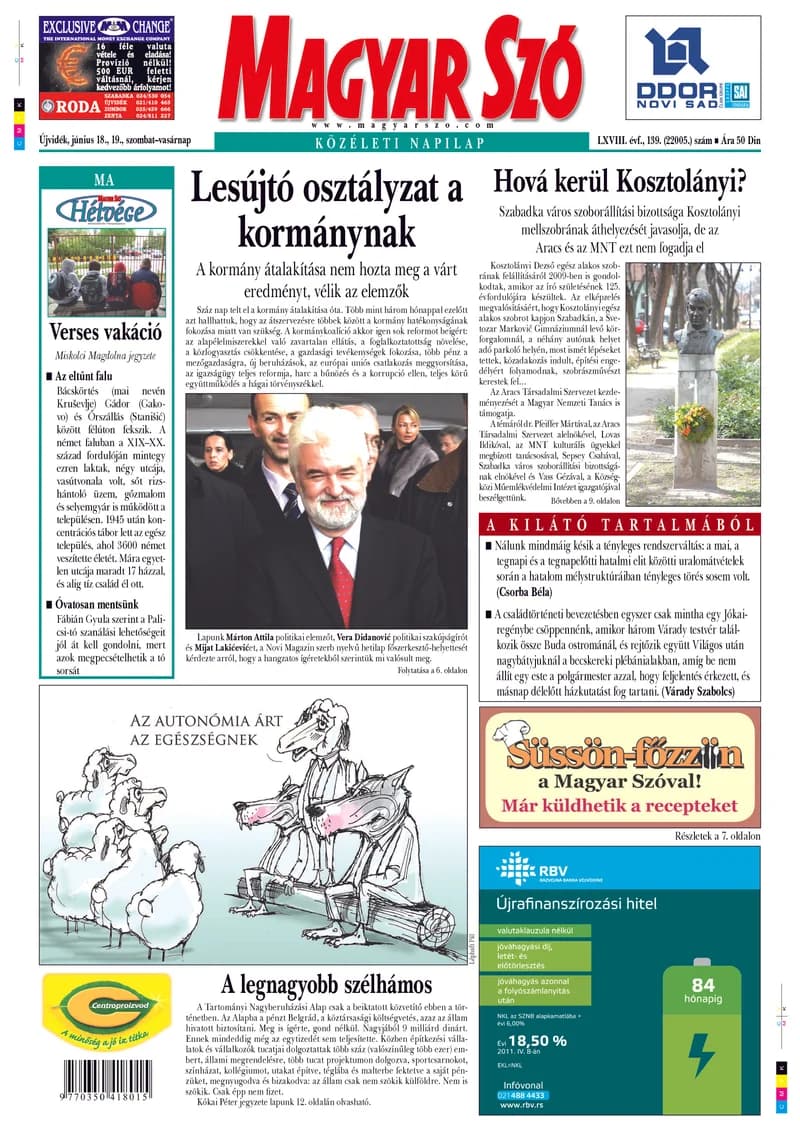 Magyar Szó, 68. évf. 2011. június 18. – 19. 139. sz. 1–48. oldal