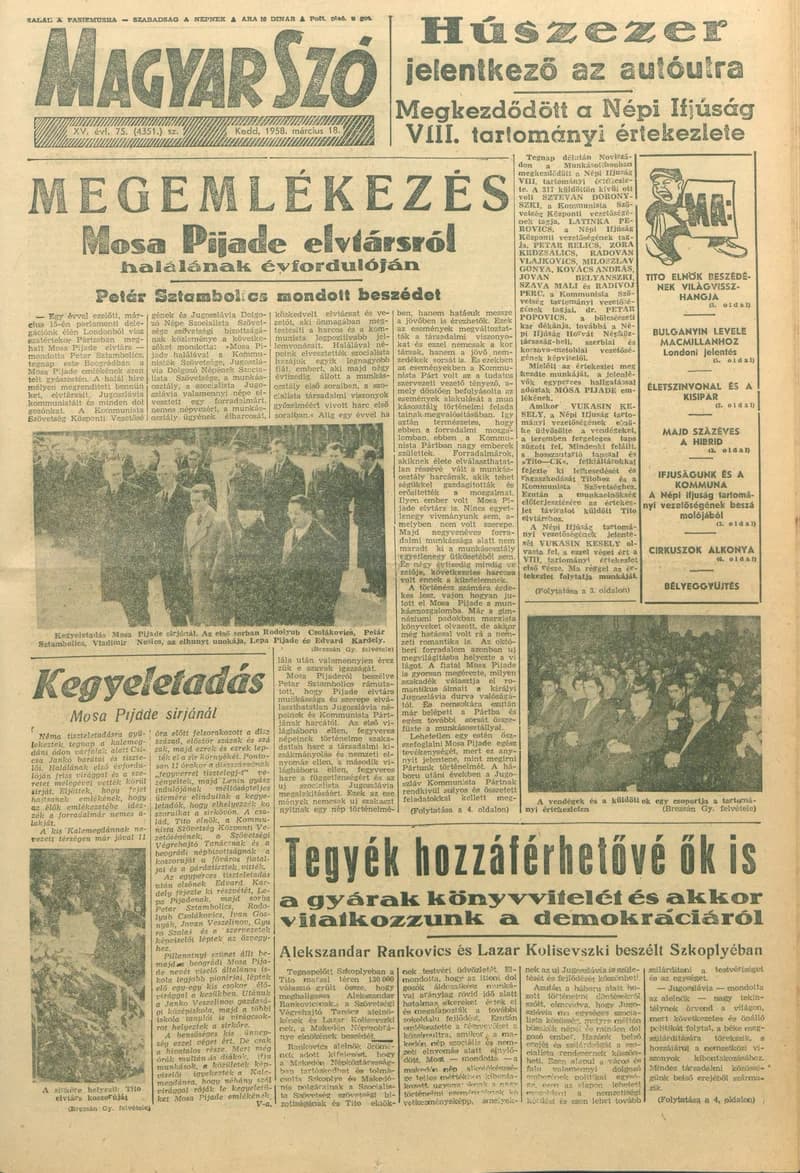 Magyar Szó, 15. évf. 1958. március 18. 75. sz. 1–10. oldal