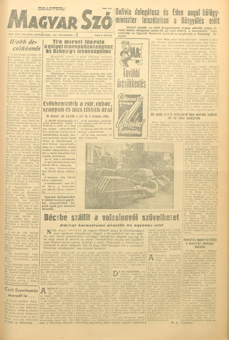 Magyar Szó, 8. évf. 1951. november 13. 270. sz. 1–4. oldal