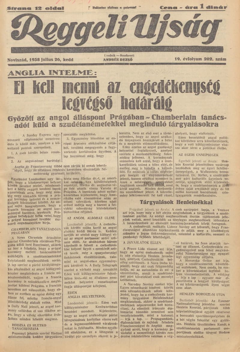 Reggeli Újság, 19. évf. 1938. július 26. 202. sz.