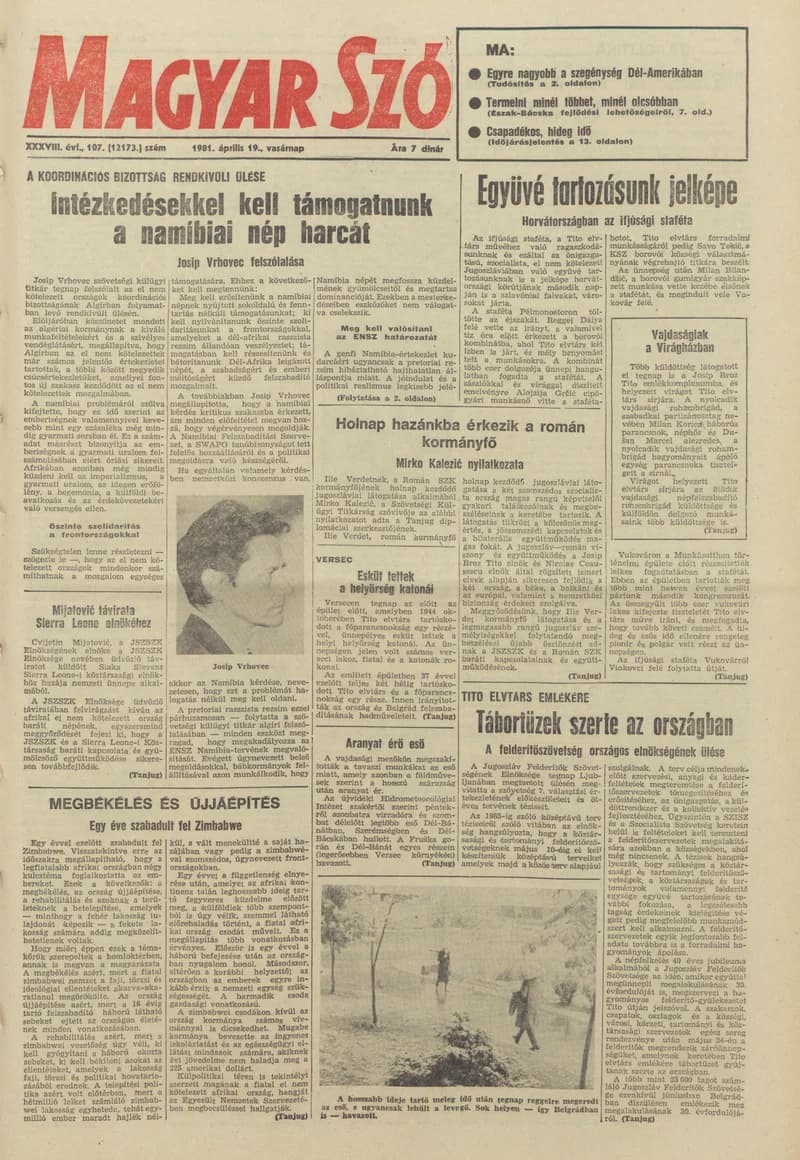 Magyar Szó, 38. évf. 1981. április 19. 107. sz.