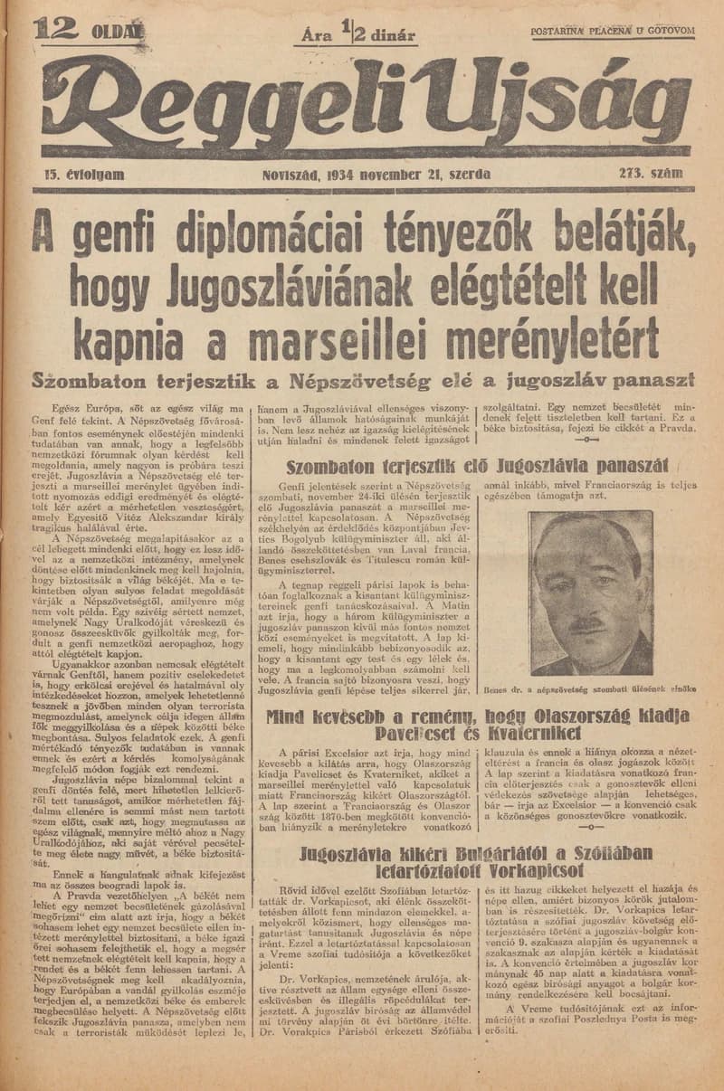 Reggeli Újság, 15. évf. 1934. november 21. 273. sz.