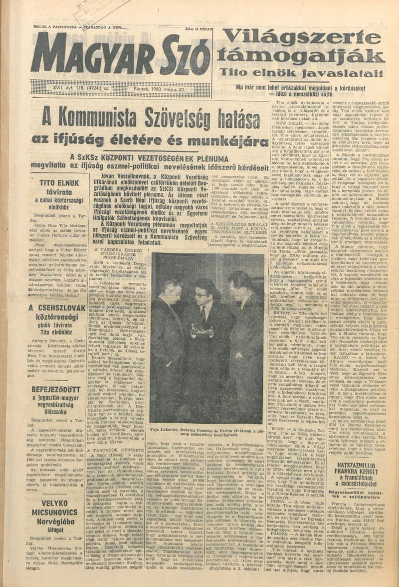 Magyar Szó, 17. évf. 1960. május 20. 118. sz. 1–12. oldal