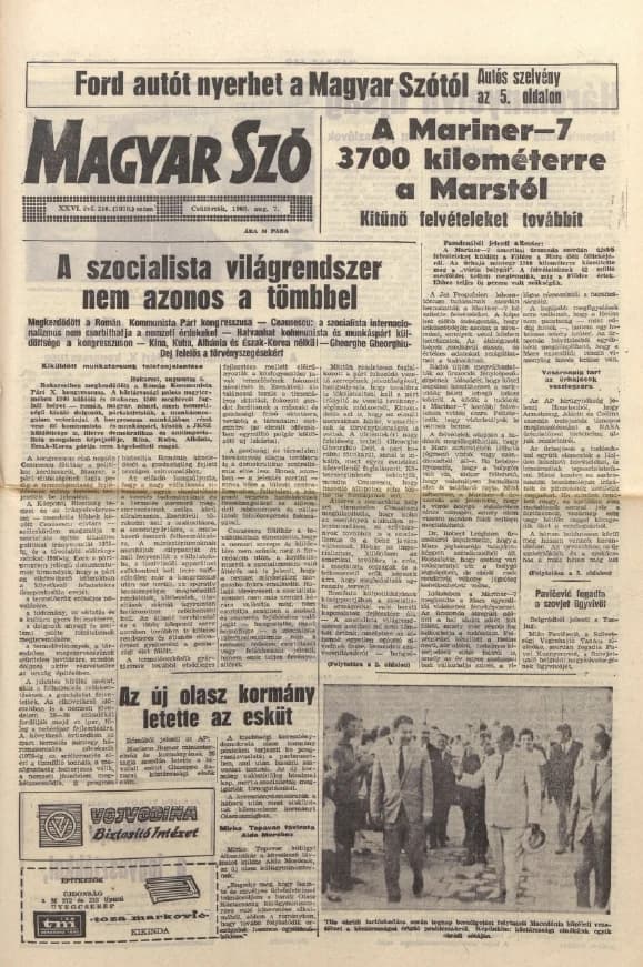 Magyar Szó, 26. évf. 1969. augusztus 7. 216. sz. 1–16. oldal