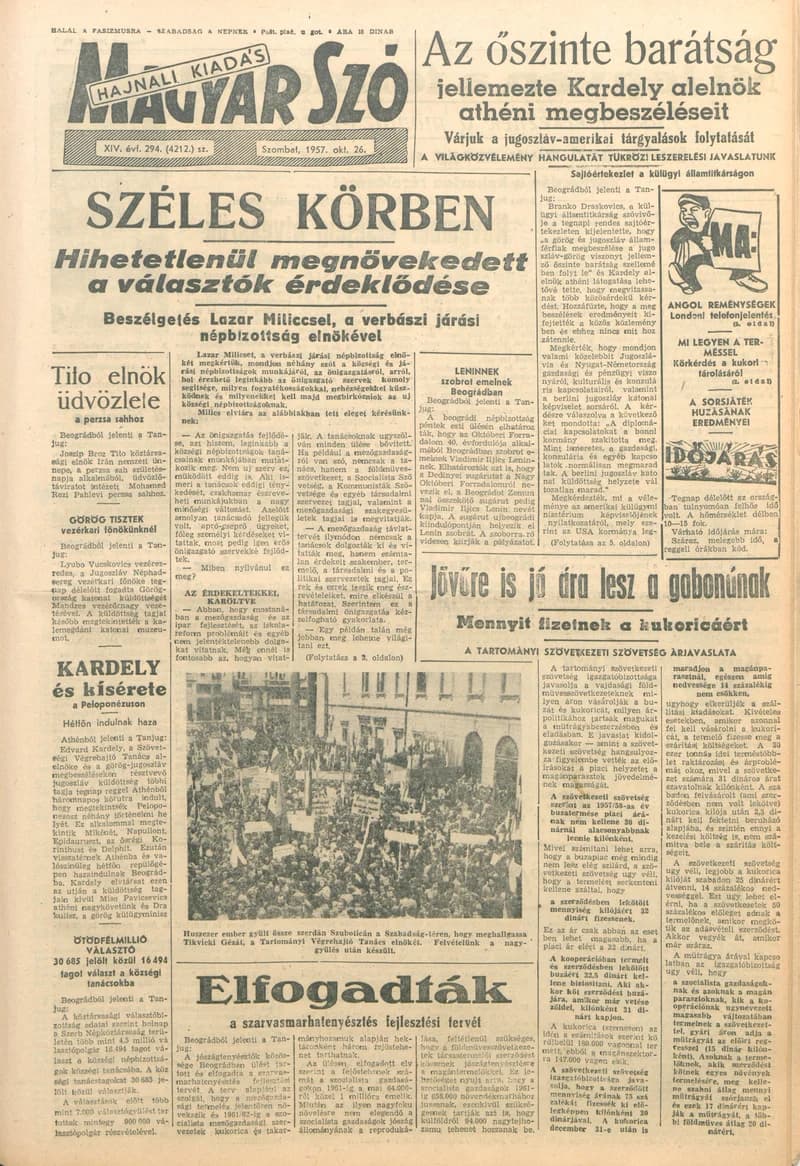 Magyar Szó, 14. évf. 1957. október 26. 294. sz. 1–14. oldal