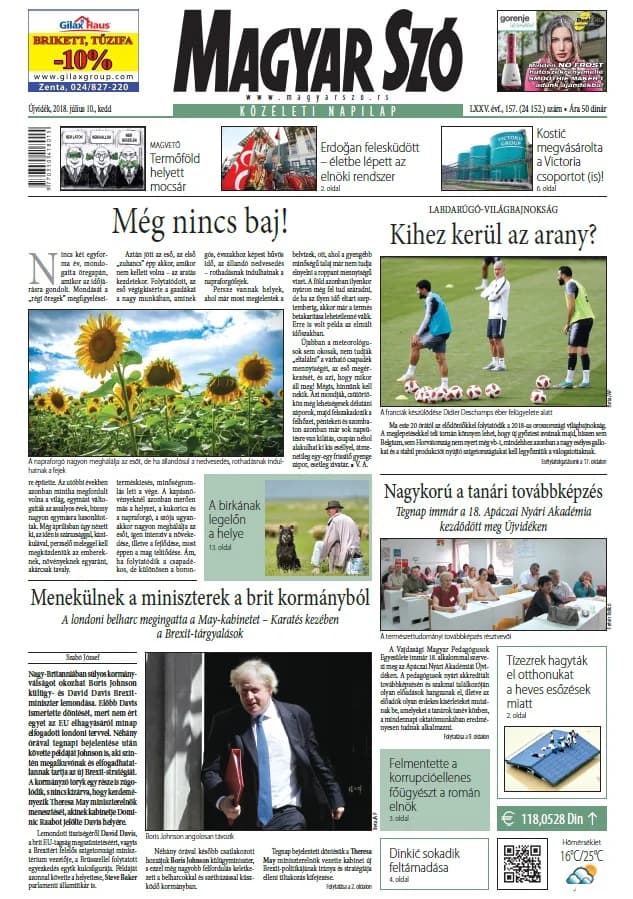 Magyar Szó, 75. évf. 2018. július 10. 157. sz. 1–20. oldal