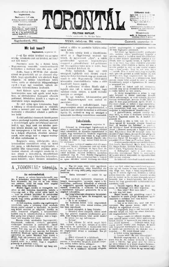 Torontál, 32. évf. 1903. szeptember 10. 204. sz.