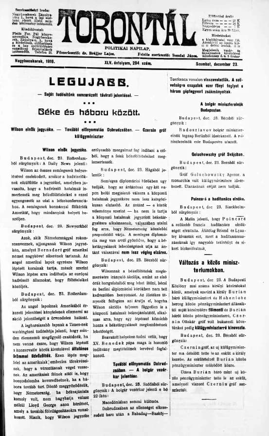 Torontál, 45. évf. 1916. december 23. 294. sz.