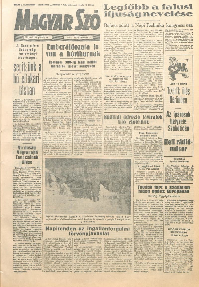 Magyar Szó, 11. évf. 1954. február 5. 33. sz. 1–10. oldal