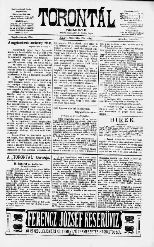 Torontál, 35. évf. 1906. december 1. 275. sz.