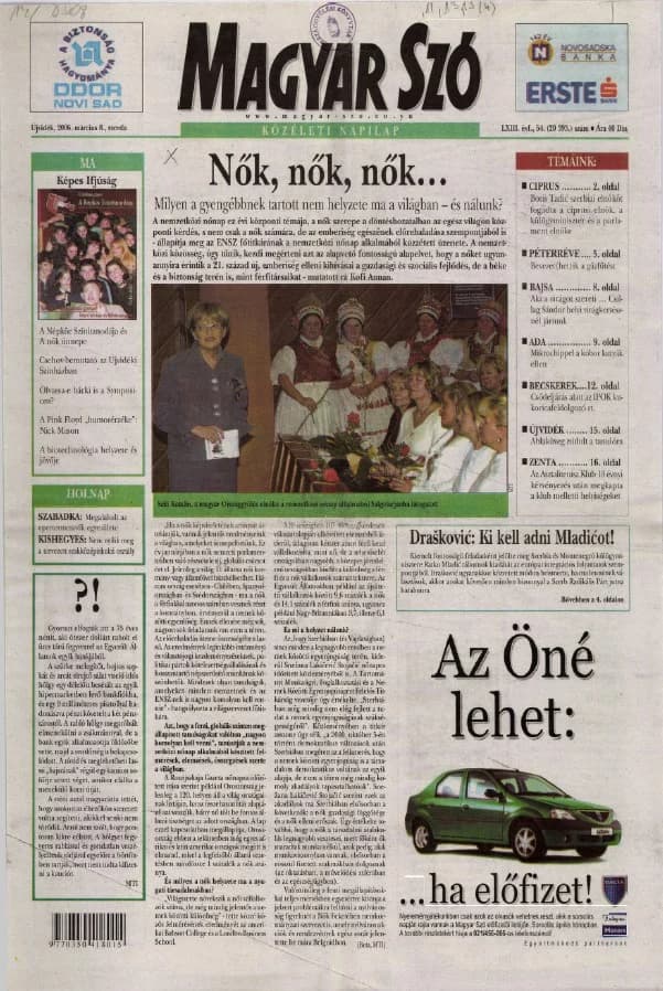 Magyar Szó, 63. évf. 2006. március 8. 54. sz. 1–20. oldal