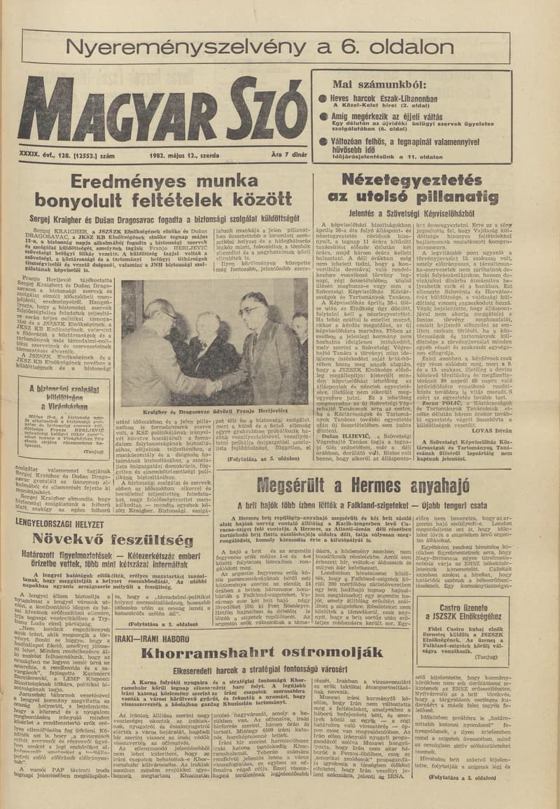 Magyar Szó, 39. évf. 1982. május 12. 128. sz. 1–24. oldal