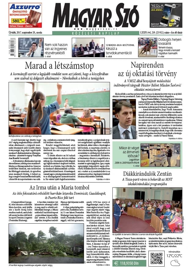 Magyar Szó, 74. évf. 2017. szeptember 20. 219. sz. 1–16. oldal