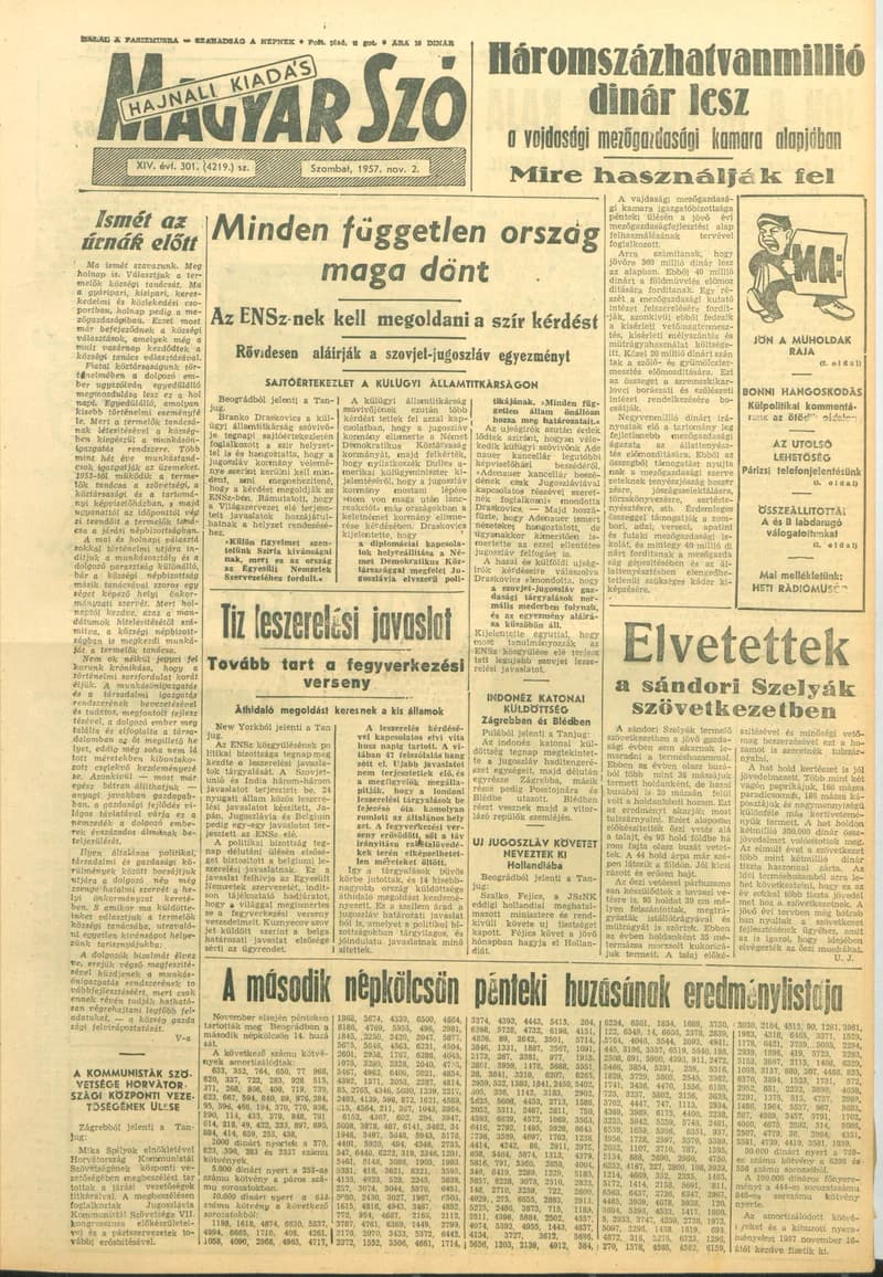 Magyar Szó, 14. évf. 1957. november 2. 301. sz. 1–14. oldal