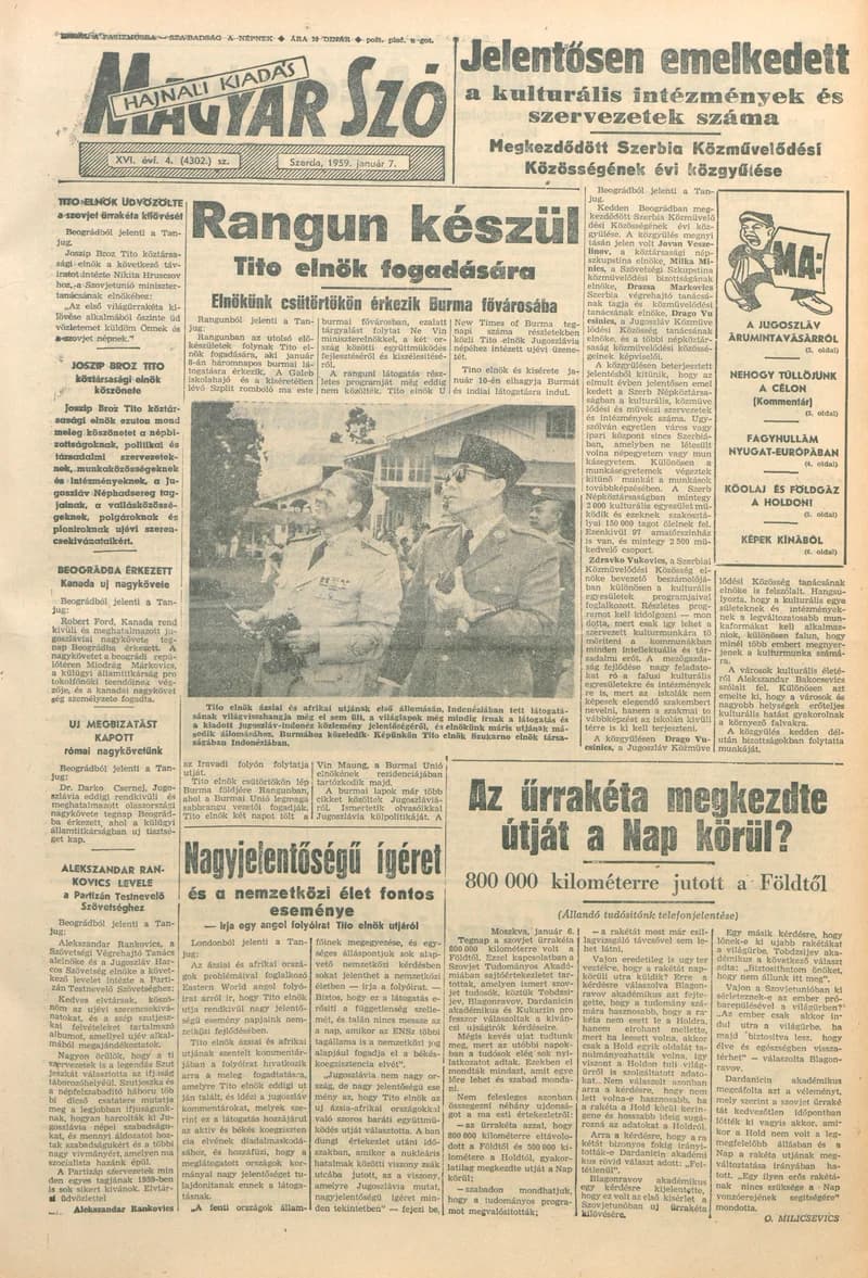 Magyar Szó, 16. évf. 1959. január 7. 4. sz. 1–16. oldal