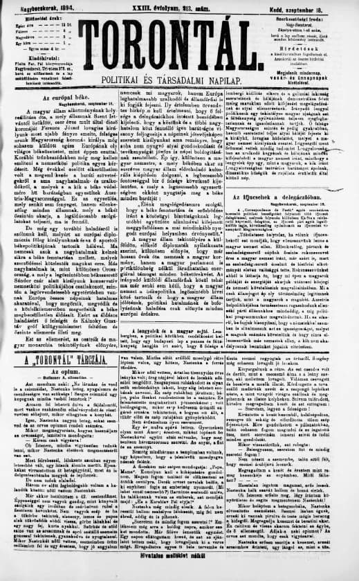 Torontál, 23. évf. 1894. szeptember 18. 213. sz.