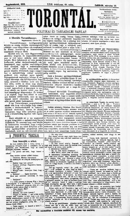 Torontál, 22. évf. 1893. március 23. 68. sz.