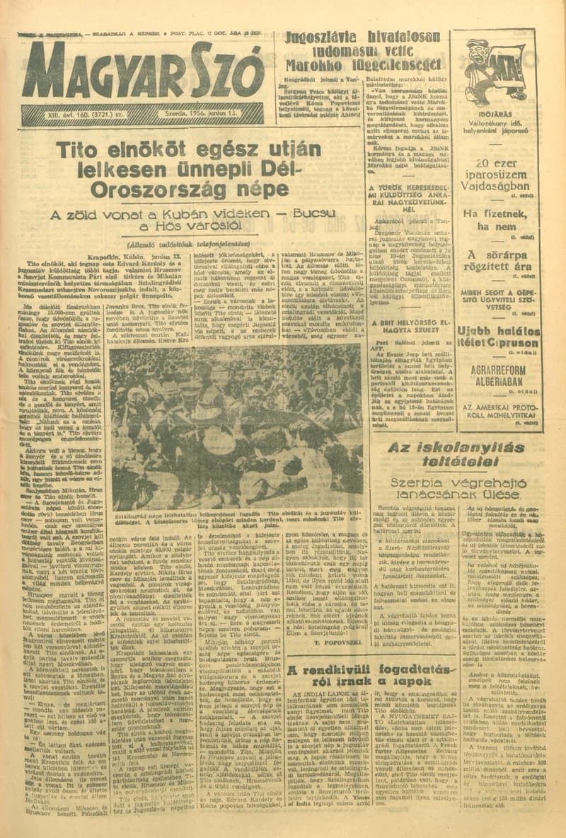 Magyar Szó, 13. évf. 1956. június 13. 160. sz. 1–8. oldal
