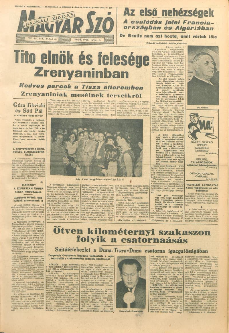 Magyar Szó, 15. évf. 1958. június 3. 144. sz. 1–16. oldal