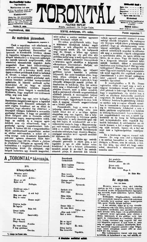 Torontál, 27. évf. 1898. augusztus 5. 177. sz.