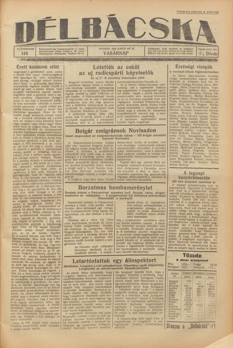 Délbácska, 6. évf. 1925. június 28. 148. sz.