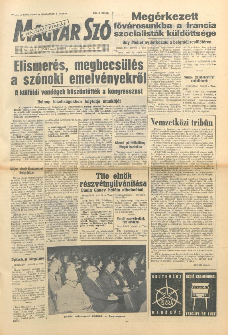 Magyar Szó, 21. évf. 1964. április 22. 112. sz. 1–16. oldal