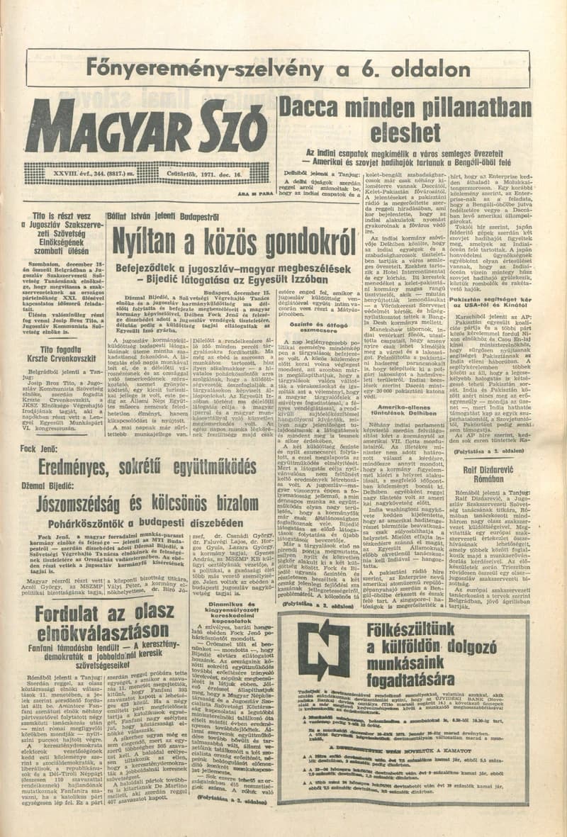 Magyar Szó, 28. évf. 1971. december 16. 344. sz. 1–12. oldal