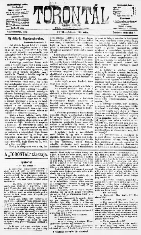 Torontál, 27. évf. 1898. szeptember 1. 198. sz.