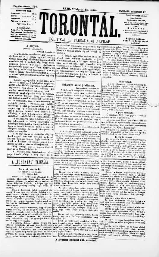Torontál, 23. évf. 1894. december 27. 295. sz.