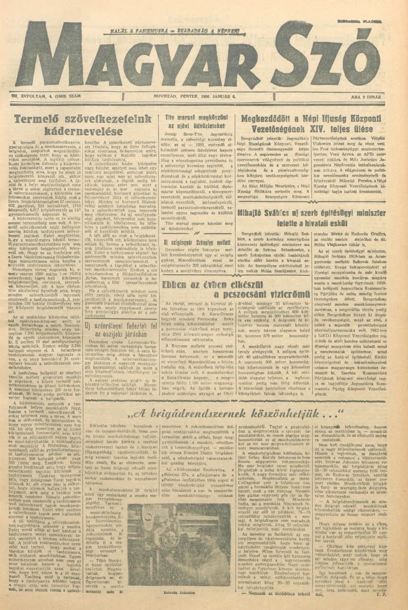 Magyar Szó, 7. évf. 1950. január 6. 4. sz. 1–4. oldal