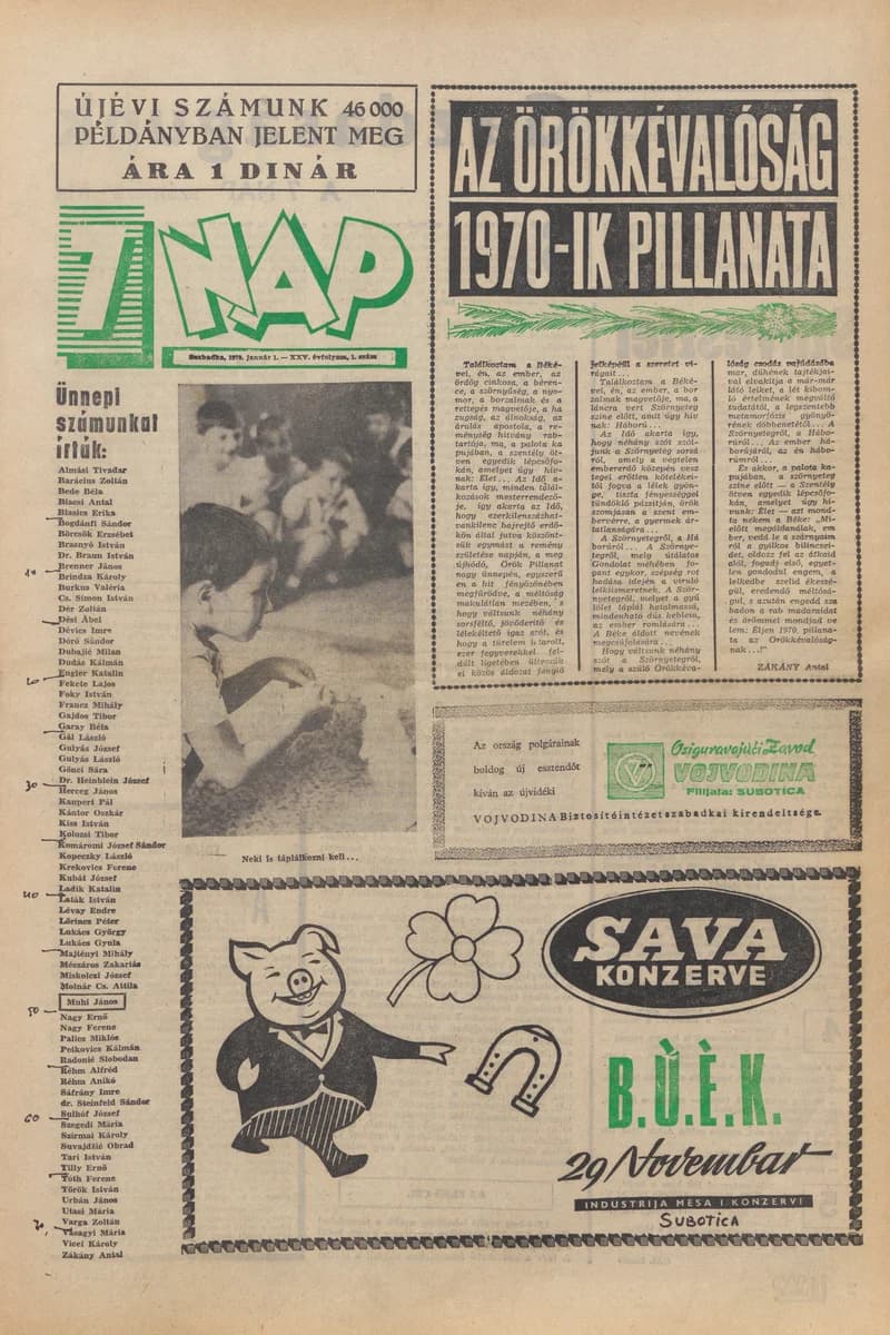 7 Nap, 25. évf. 1970. január 1. 1. sz. 1–48. oldal