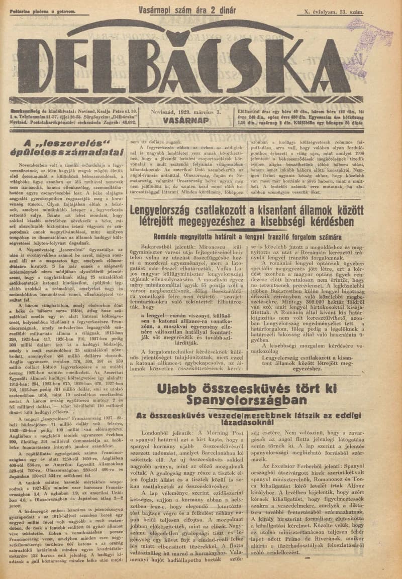Délbácska, 10. évf. 1929. március 3. 53. sz.