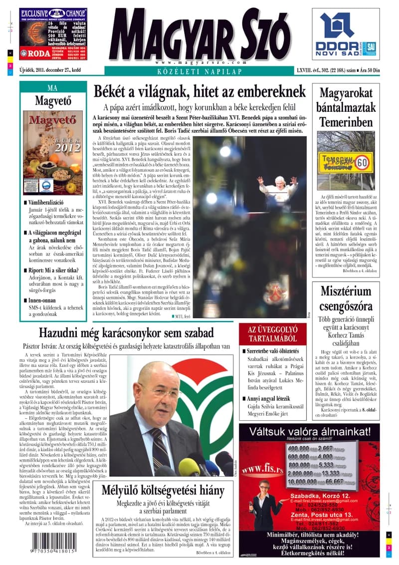 Magyar Szó, 68. évf. 2011. december 27. 302. sz. 1–16. oldal