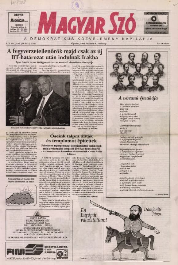 Magyar Szó, 59. évf. 2002. október 6. 236. sz. 1–28. oldal