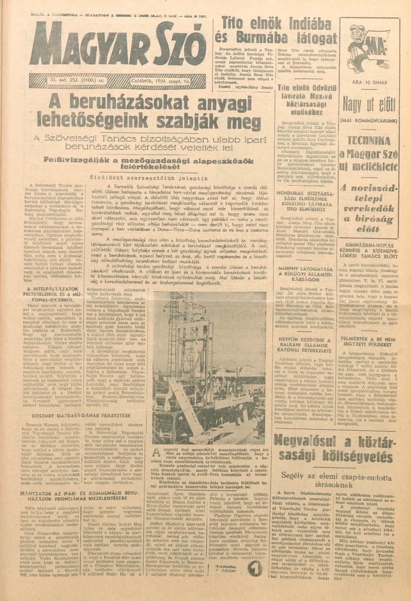 Magyar Szó, 11. évf. 1954. szeptember 16. 252. sz. 1–12. oldal