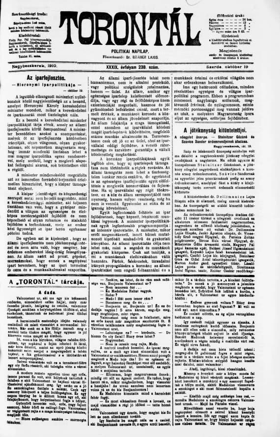 Torontál, 39. évf. 1910. október 19. 238. sz.