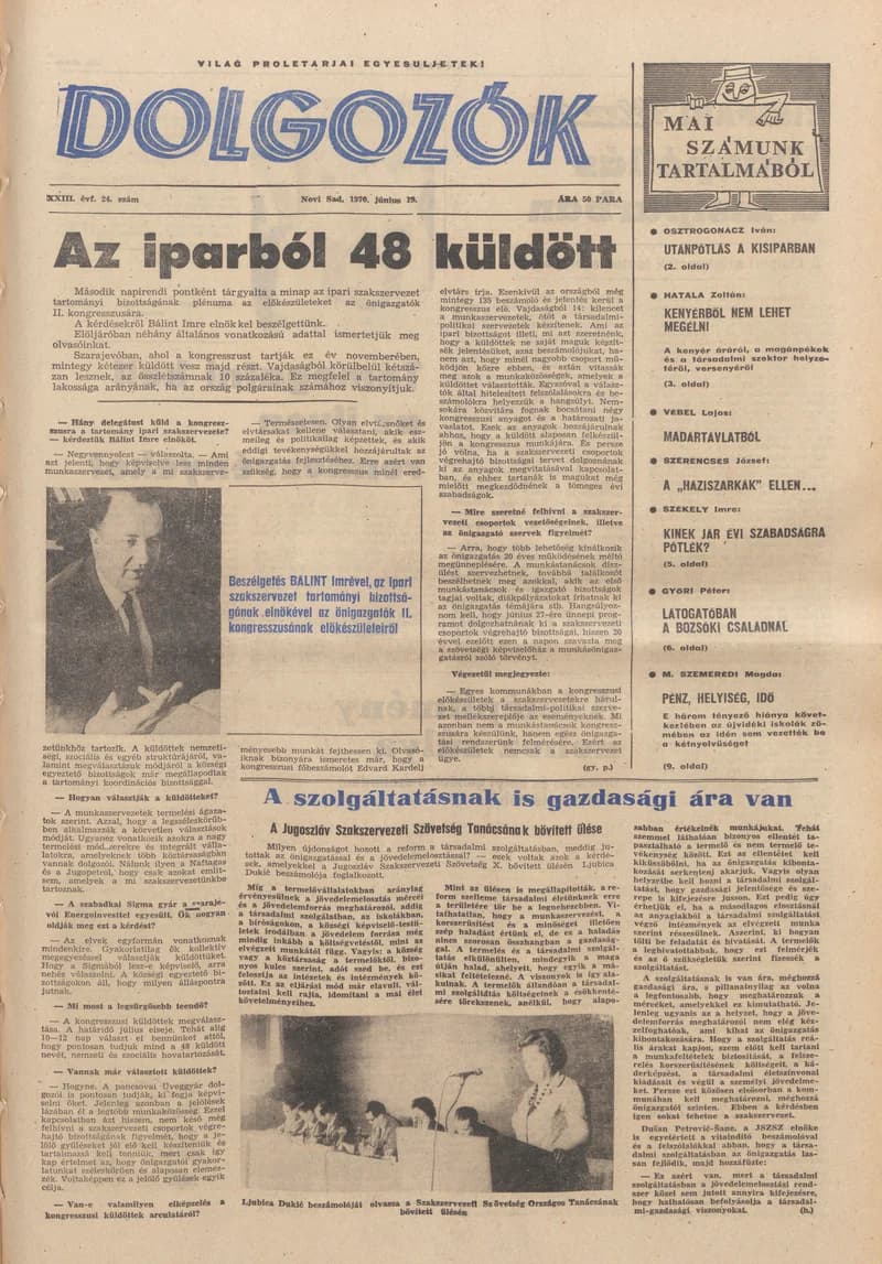 Dolgozók, 24. évf. 1970. június 19. 24. sz.