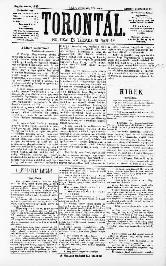 Torontál, 24. évf. 1895. szeptember 21. 217. sz.