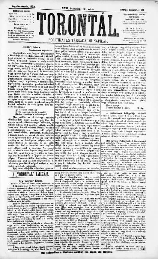 Torontál, 22. évf. 1893. augusztus 30. 198. sz.