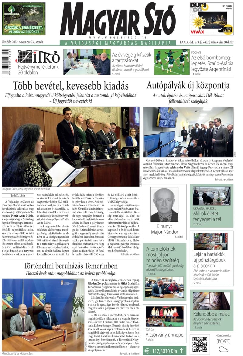 Magyar Szó, 79. évf. 2022. november 23. 273. sz. 1–16. oldal