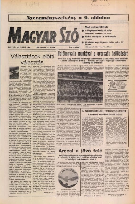 Magyar Szó, 43. évf. 1986. március 12. 69. sz. 1–16. oldal