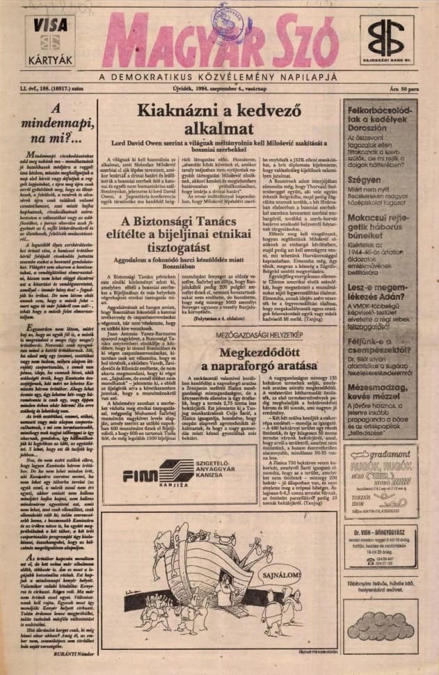 Magyar Szó, 51. évf. 1994. szeptember 4. 188. sz.