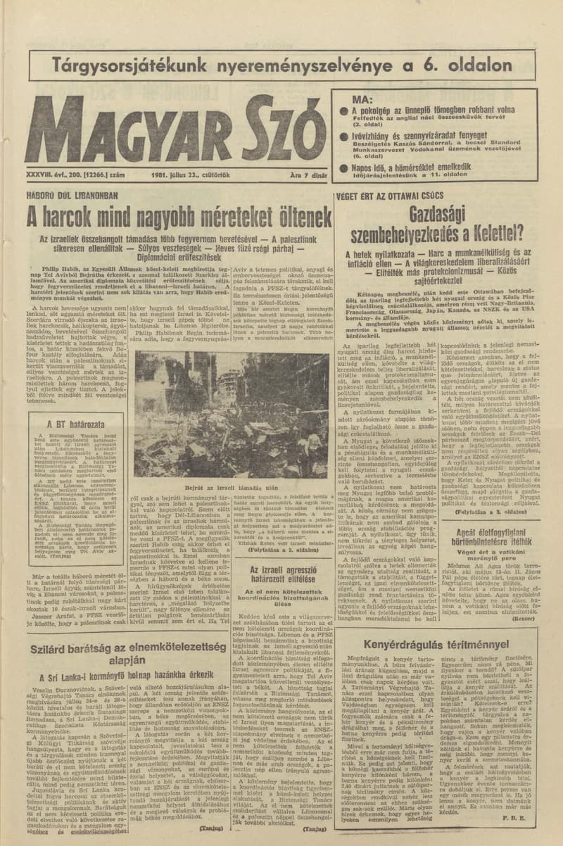 Magyar Szó, 38. évf. 1981. július 23. 200. sz.