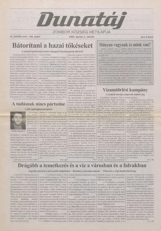 Dunatáj, 4. évf. 2002. április 3. 156. sz.