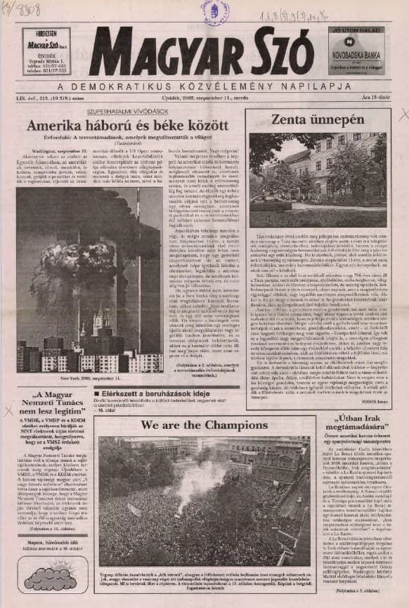 Magyar Szó, 59. évf. 2002. szeptember 11. 213. sz. 1–16. oldal