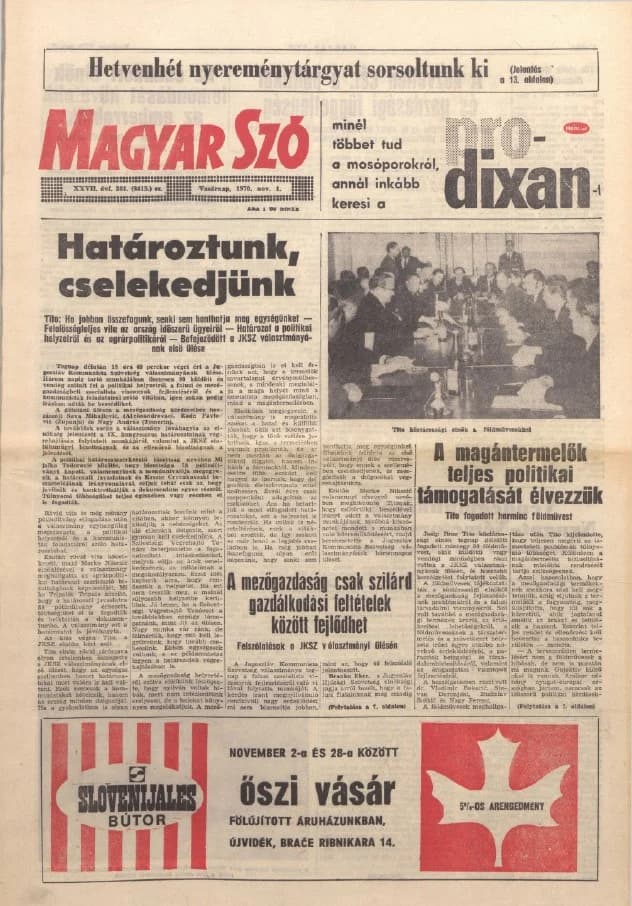 Magyar Szó, 27. évf. 1970. november 1. 301. sz. 1–32. oldal